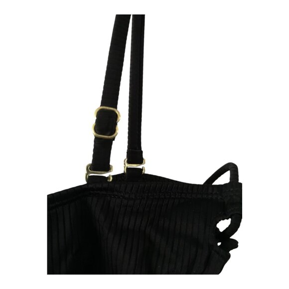 Black Swimsuit Swimwear Lace-up Tube Top Crop Cami M - Picture 4 of 7